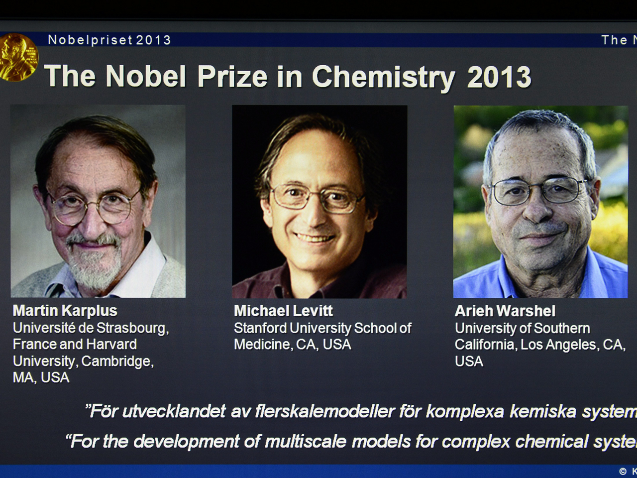 Nobel Prize in chemistry goes to trio for computer modeling of chemical