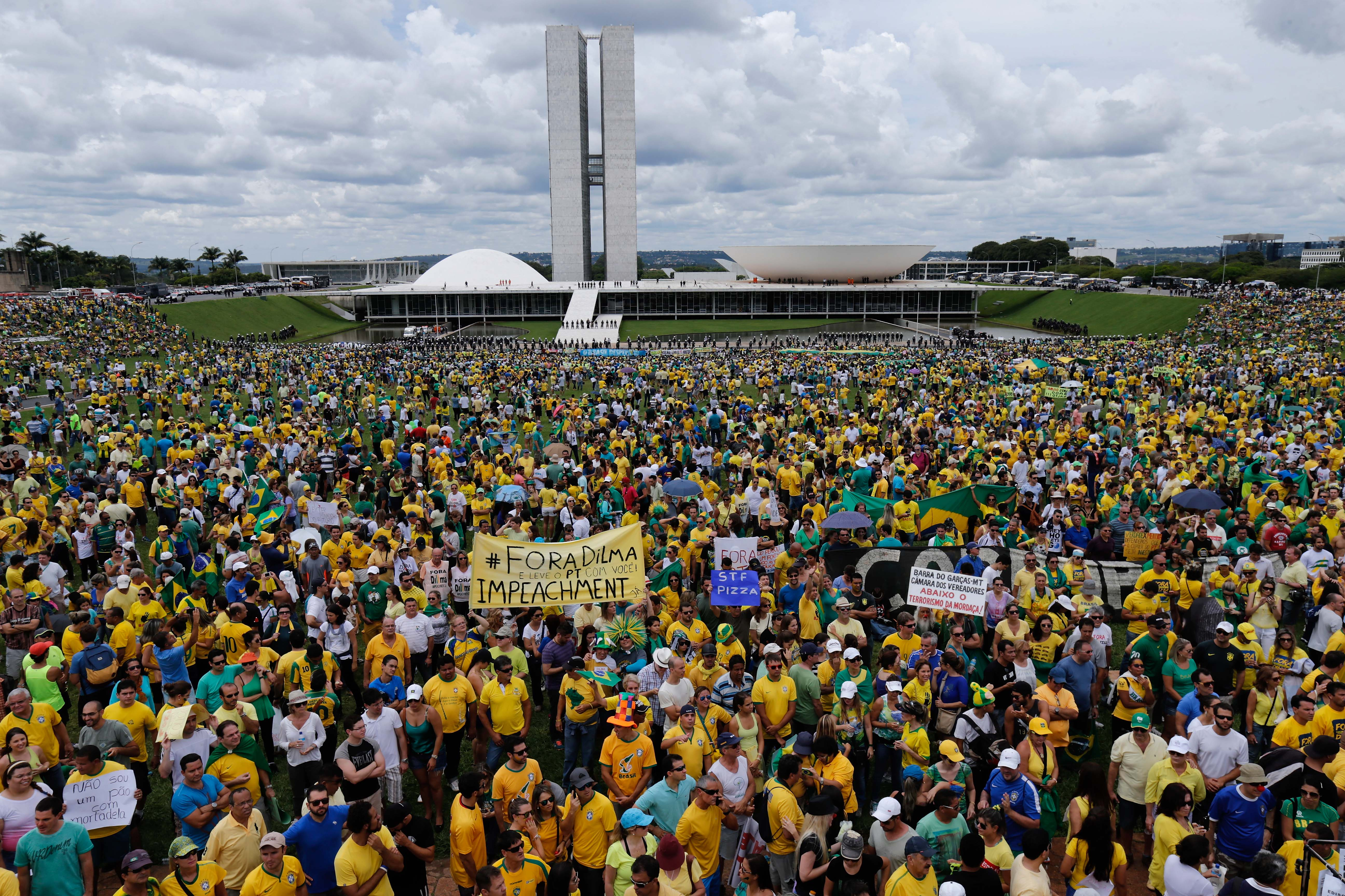 Brazil protesters march to demand President Dilma Rousseff's