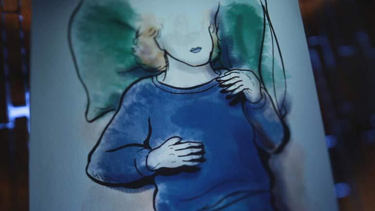 This is a drawing by an artist who has seen those graphic photos of Cory Lovelace