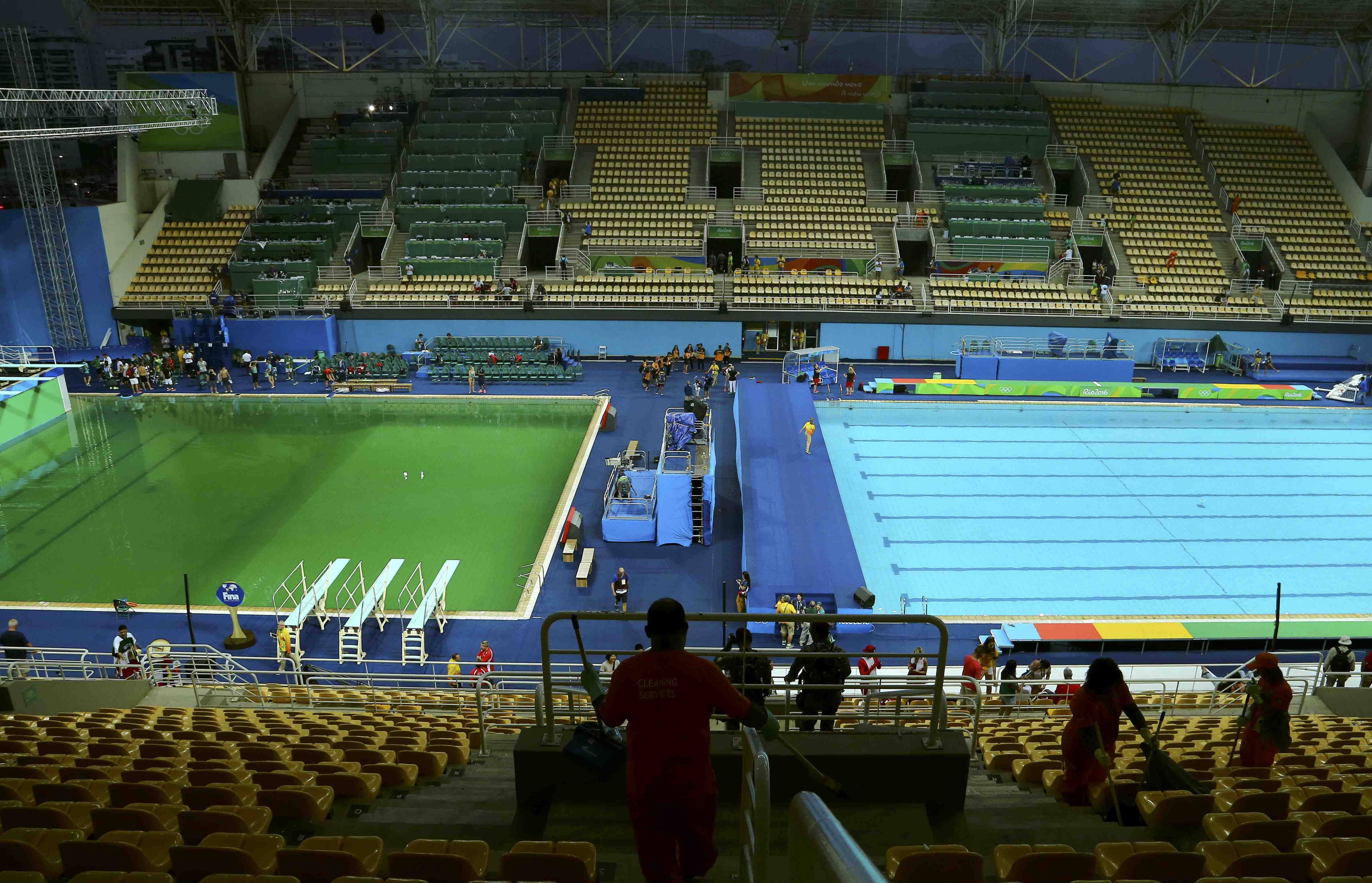 Why is the Olympic diving pool green? The good news is it 