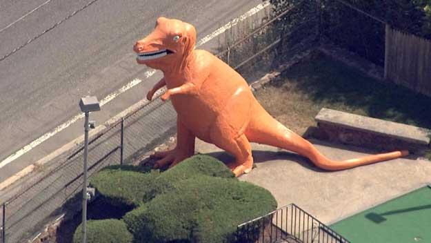 Iconic orange dinosaur Mass  town saved from extinction CBS News