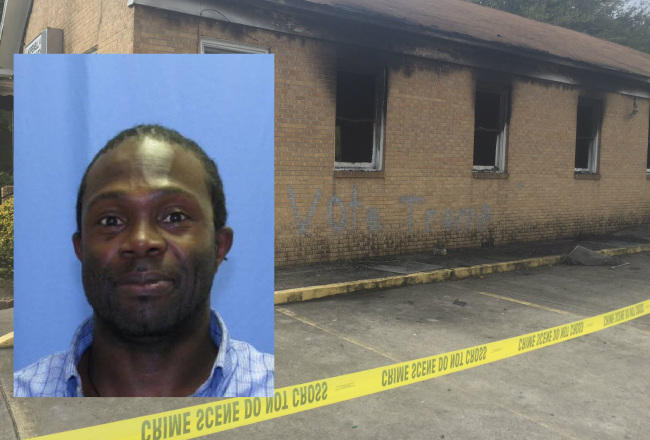 Andrew McClinton arrested for burning, graffitting "Vote Trump" at