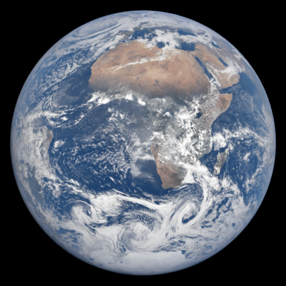 Moon's shadow on Earth from "ring of fire" eclipse seen from space