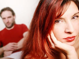 red haired woman angry