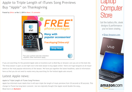 An example of a Red Label News "story" on Apple's iTunes song preview changes. (Click for larger image.)