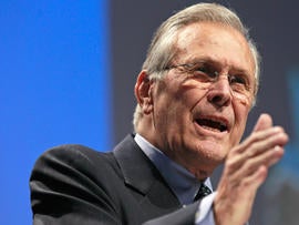 Former Defense Secretary Donald H. Rumsfeld addresses the Conservative Political Action Conference
