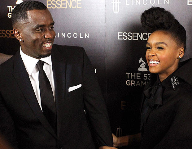 Recording artists Sean 'P. Diddy' Combs, left, congratulates Janelle Monae, winner fo the second annual Essence 'Black Women in Music award, at the Playhouse Hollywood on Feb. 9, 2011, in Los Angeles.(Photo by Frederick M. Brown/Getty Images)
