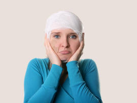 girl, head, bandage, injury, emergency, stock, 4x3