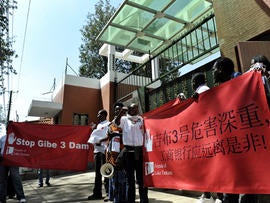 Protesters outside the Chinese Embassy in Nairobi