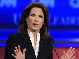 Rep. Michele Bachmann, R-Minn., answers a question during the first New Hampshire Republican presidential debate at St. Anselm College in Manchester, N.H., June 13, 2011.