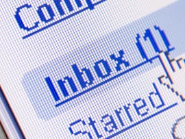Monitor screen showing email in the inbox.