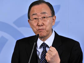 U.N. Secretary-General Ban Ki-moon speaks during a press conference April 17, 2012, in Luxembourg.