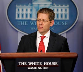 White House Press Secretary Jay Carney speaks during his daily news briefing at the White House in Washington, Thursday, May, 3, 2012.