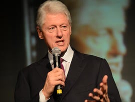 President Clinton speaks at A Night Out With The Millennium Network at the Old Vic Tunnels May 22, 2012, in London.