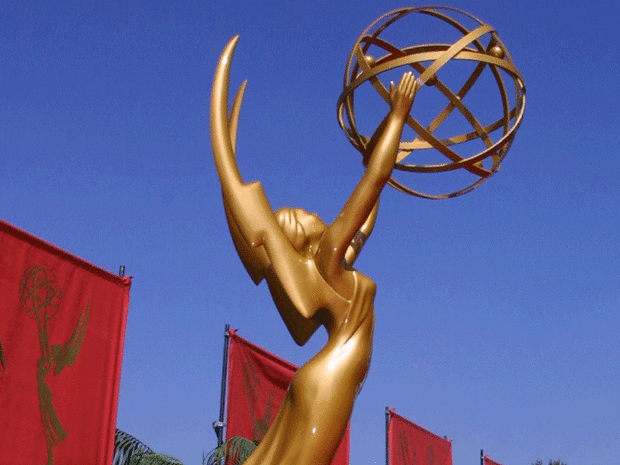 A lifesize Emmy statuette is on display Oct. 7, 2001, at The Shrine Auditorium in Los Angeles, Calif.
