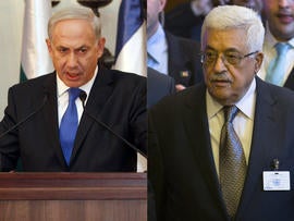 Israeli Prime Minister Benjamin Netanyahu, at left, and Palestinian President Mahmoud Abbas