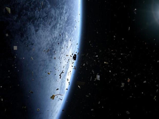 Space debris: Space can be sprinkled with jagged junk resulting from satellite collisions.
