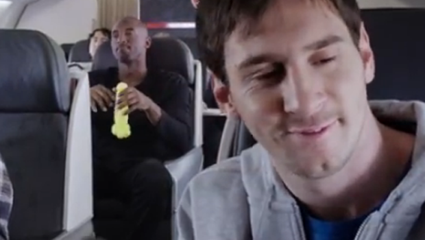 Watch Kobe Bryant Duels Lionel Messi On Airplane To Be First To Give