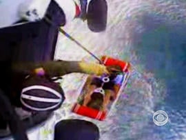 John Aldridge was hoisted to safety after 12 hours lost at sea.