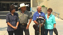 Mike and Mary Young (left) as well as Mark and Christa John tell reporters at a news conference in Idaho on Sunday, August 11, 2013 about how they spotted missing teen Hannah Anderson and her missing captor.