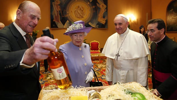Queen Elizabeth II and Prince Philip, Duke of Edinburgh, have an audience with Pope Francis during their one-day visit to Rome April 3, 2014, in Vatican City.