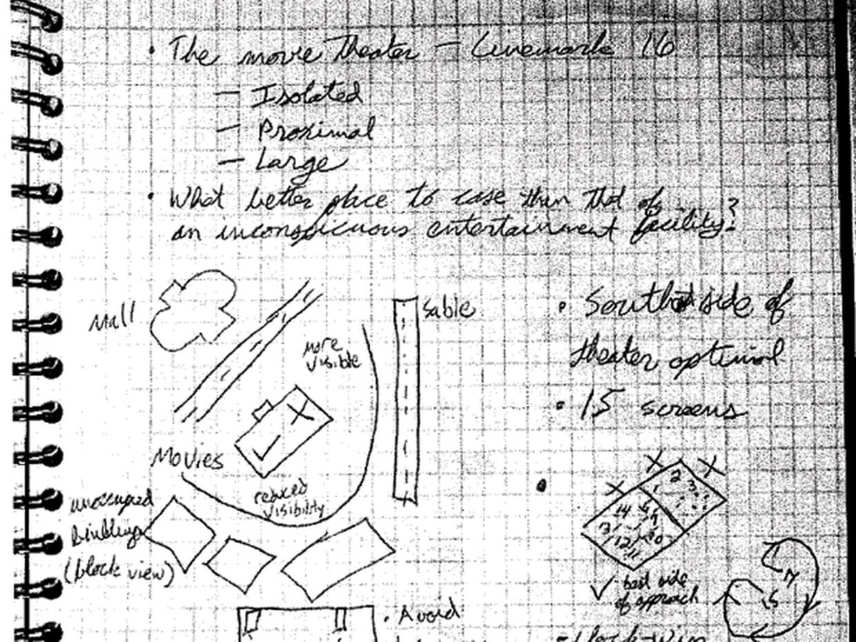 The notebook of James Holmes Notebook of Colorado theater shooter