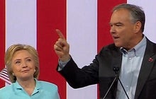 How was Tim Kaine received at first rally?
