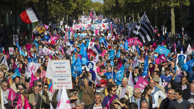 Tens Of Thousands Rally In Paris To Protest Same Sex Marriage Cbs News