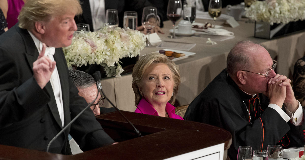 Trump and Clinton trade caustic jabs at Al Smith Dinner - CBS News