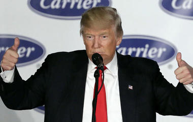 Trump touts Carrier jobs deal in fiery victory rally 