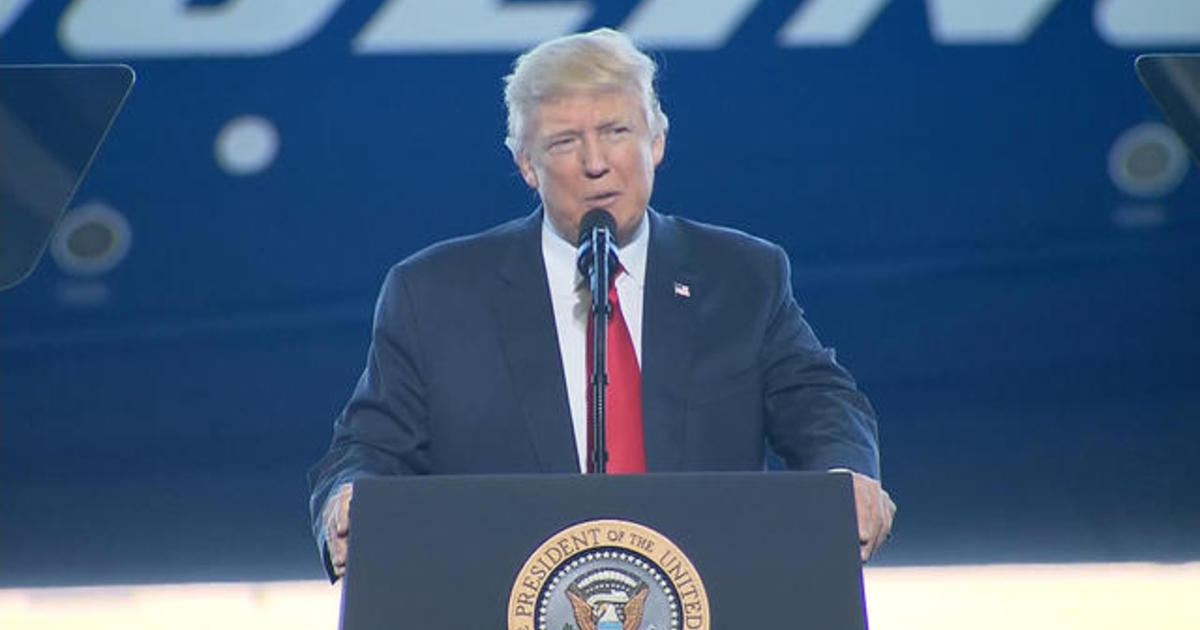 President Trump at 787 Dreamliner plant: "God bless Boeing"