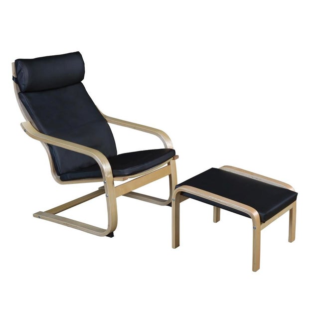 Gans Wide Faux Leather Manual Standard Recliner with Ottoman 