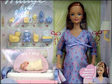Pregnant belly with barbie Pregnant Midge
