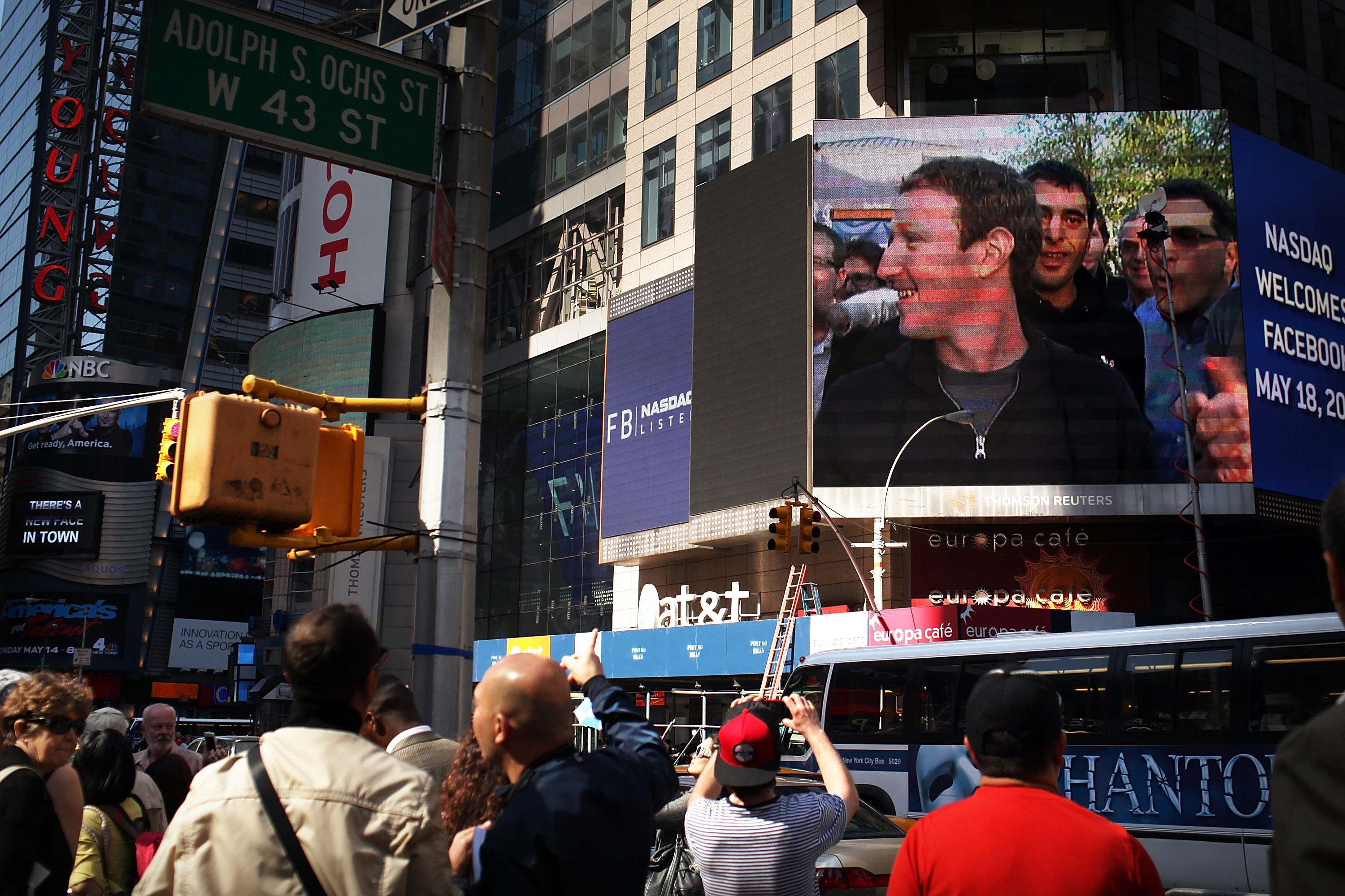 Mark Zuckerberg on  Times Square screen 