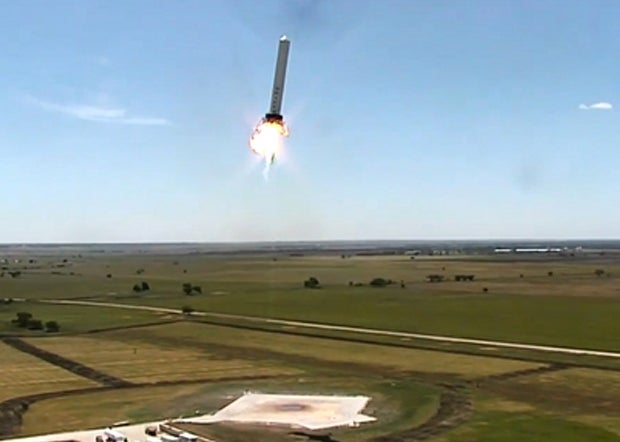 Spacex S Grasshopper Rocket Leaps Sideways In Amazing Test Flight Cbs News