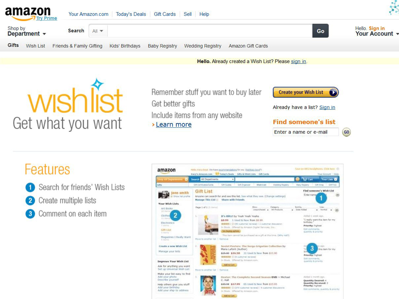 Amazon wishlist search