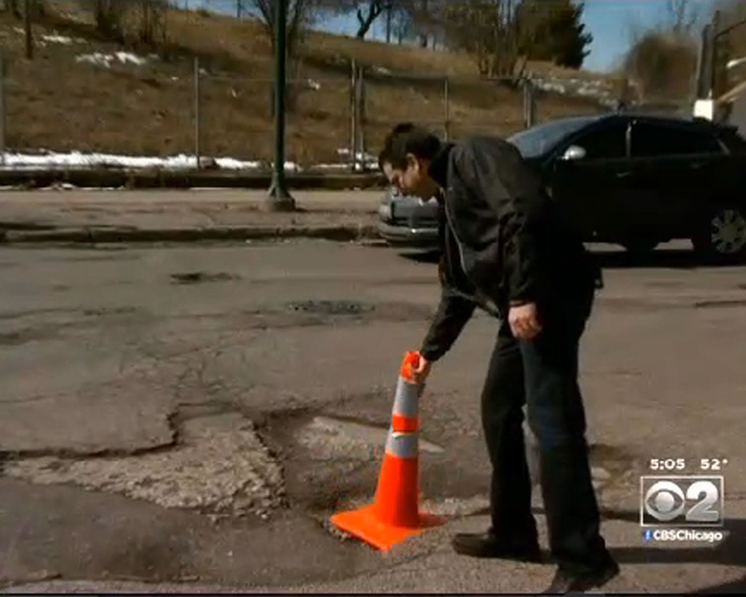 Another pothole problem Stolen traffic cones in Chicago CBS News