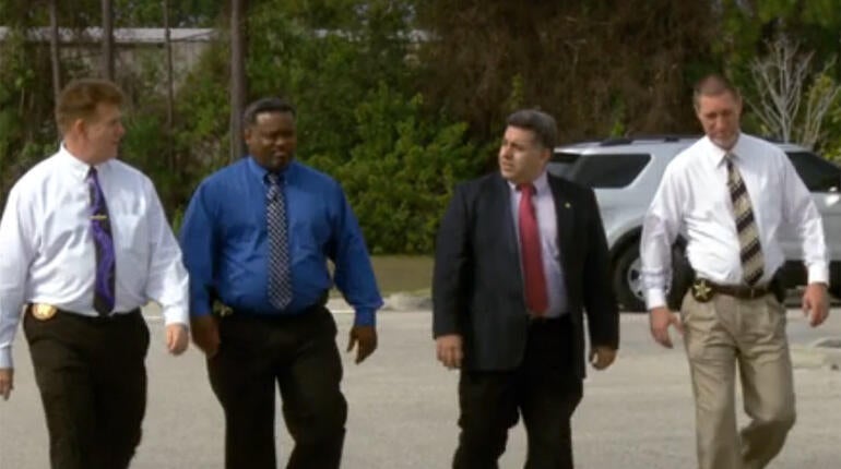 From left, Major Tod Goodyear, Agent Marlon Buggs, Lt. Carlos Reyes and Agent Wayne Simock