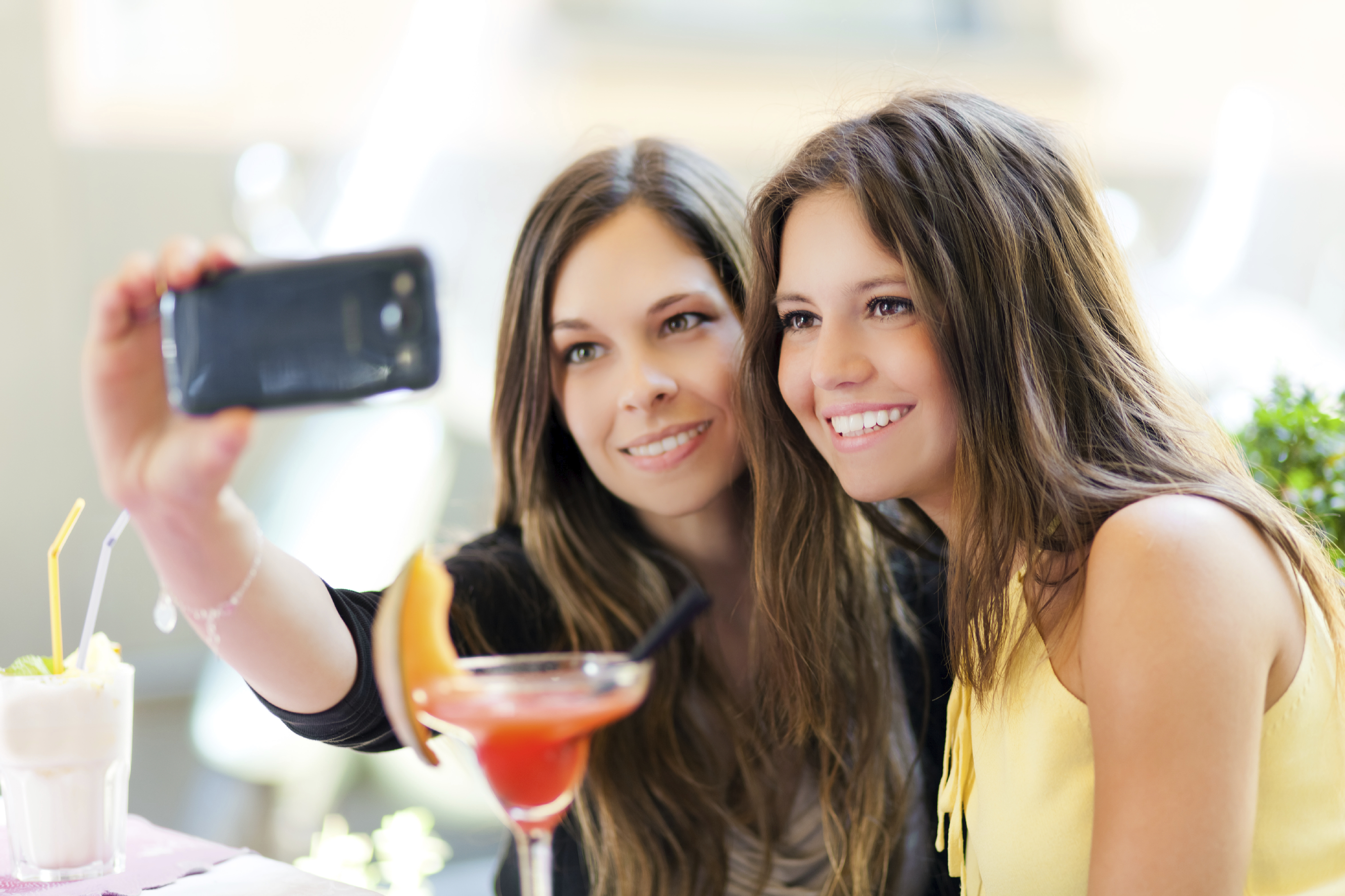 Cocktail and smartphone.