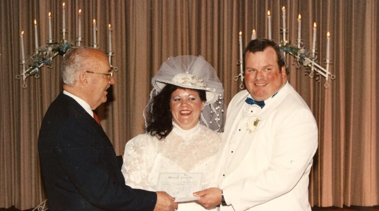 Linda and Patrick Duffey on their wedding day