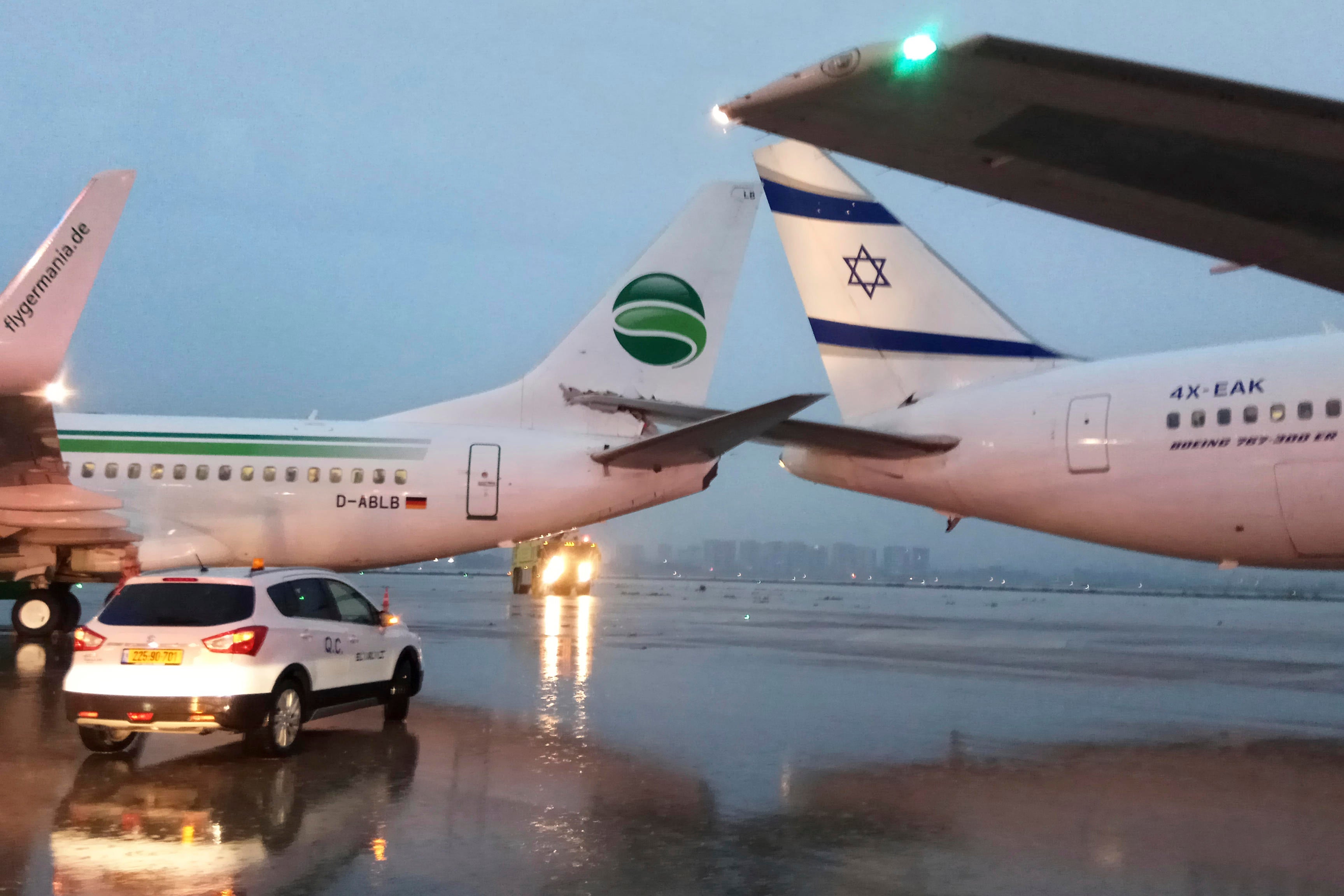 Passenger planes collide at Israel Ben Gurion Airport causing damage to
