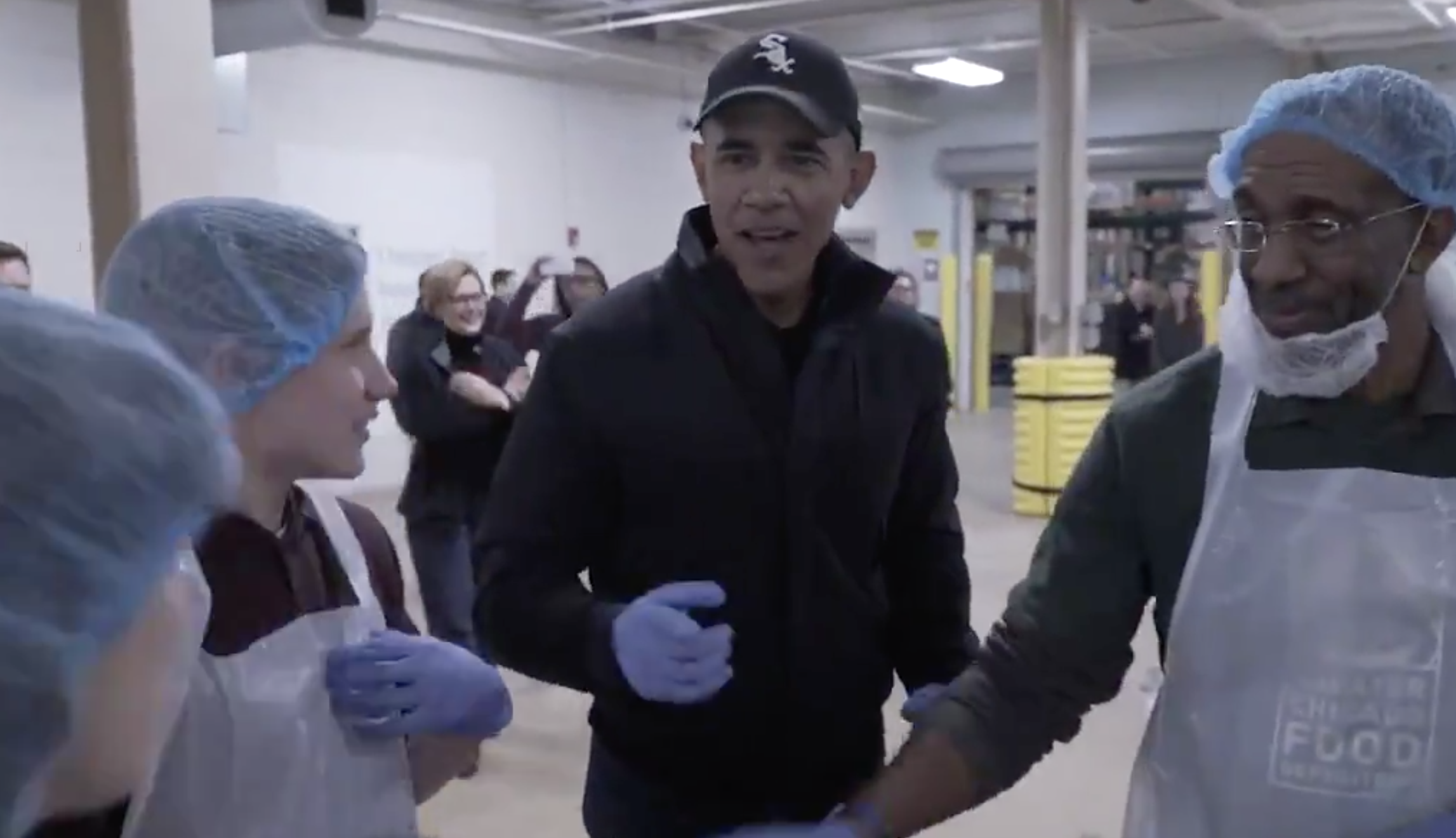 Former President Barack Obama Surprises Chicago Food Bank