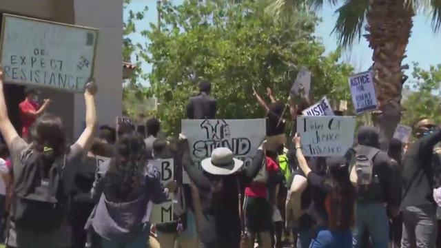 Protests Held In Palmdale California After Black Man Found Dead Hanging From A Tree Cbs News