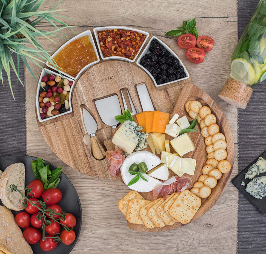 Charcuterie board set and cheese serving platter 