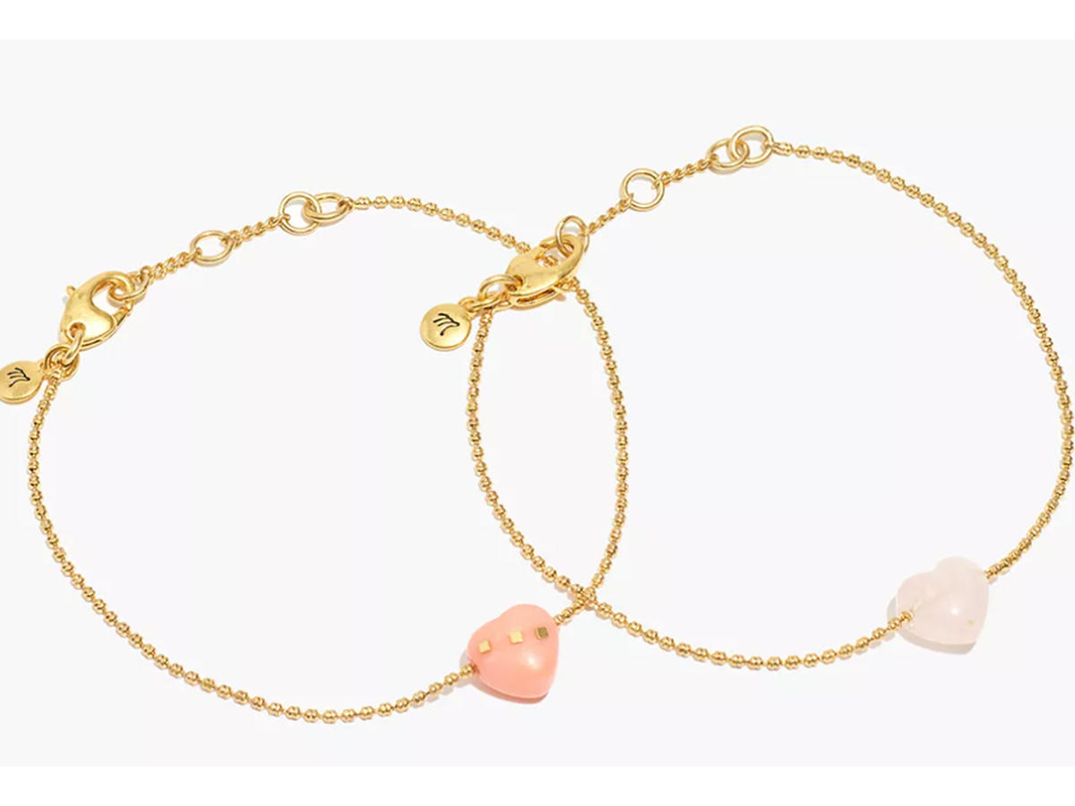 Madewell rose quartz heart friendship bracelet set 