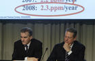Former U.S. Vice President Al Gore, right, with Norwegian Foreign Minister Jonas Gahr Store, at a discussion with ministers from Nordic countries on Greenland's ice sheet at the UN Climate summit in Copenhagen, Denmark, Monday, Dec. 14, 2009. 