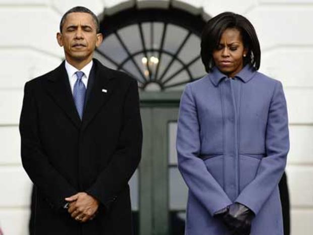 President &amp; Mrs. Obama Observe Moment Of Silence 