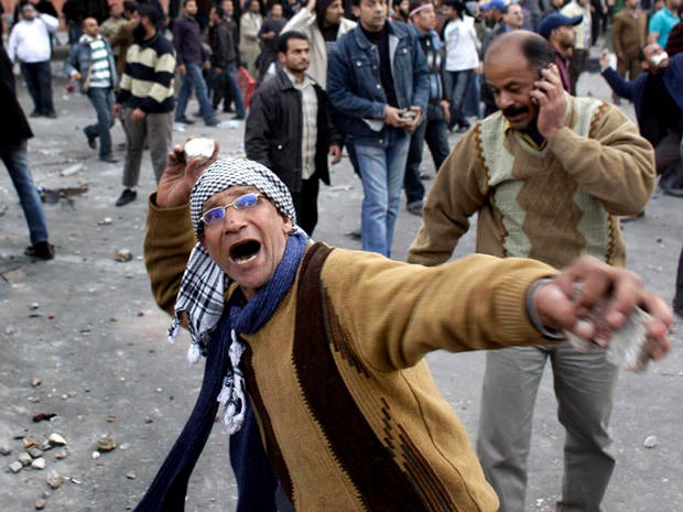 Rock thrower in Cairo protests