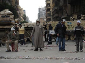 Protesters near Cairo's Tahrir Square