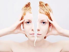 seizure, split, head, woman, crazy, mental, stock, 4x3